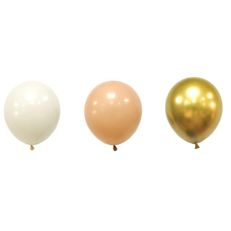 Set 16 Baloane din Latex Metalizate, Cyrax, Model Party, 30 cm, Auriu, Bej Inchis si Deschis, 2.8 g