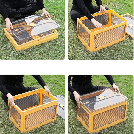 Cutie de depozitare pliabila,  Cu capac, 29 L, Plastic, 40.5x29x24.5 cm, Albastru