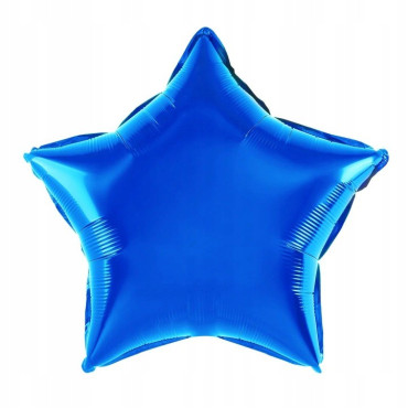 Balon din Folie Metalizata, Cyrax, Figurina Stea, Model Simplu, Tematica Aniversare, 40 cm, Ambalaj Individual, Pai Inclus, Umflare cu Aer sau Heliu, Albastru