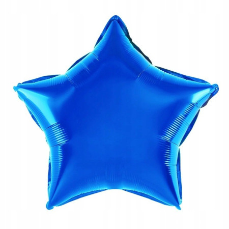 Balon din Folie Metalizata, Cyrax, Figurina Stea, Model Simplu, Tematica Aniversare, 40 cm, Ambalaj Individual, Pai Inclus, Umflare cu Aer sau Heliu, Albastru