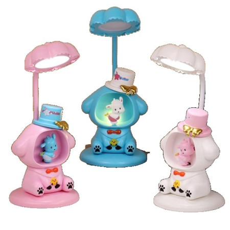 Lampa de Veghe, Cyrax, cu Ascutitoare de Creioane, 2 Functii de Lumina, de Birou si de Veghe, Model Catelus, Incarcare USB 10 x 29 cm, Multicolor