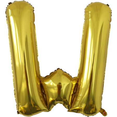 Balon Folie Metalizata Litera W, Cyrax, 80 cm, Umflati cu Heliu sau Aer, Ambalaj Individual, Pai inclus, Auriu