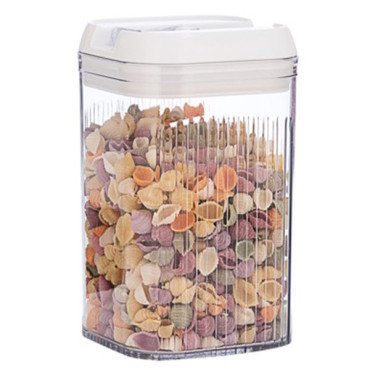 Cutie de Depozitare Alimente, Cyrax, Cutie pentru Bucatarie, Cutie pentru Condimente, din PET ABS Silicon, 12.5 x 12.5 x 21.5 cm, 534 g, 2L, Transparent alb