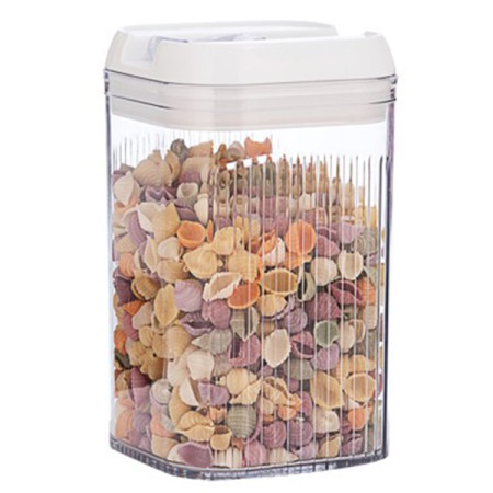 Cutie de Depozitare Alimente, Cyrax, Cutie pentru Bucatarie, Cutie pentru Condimente, din PET ABS Silicon, 12.5 x 12.5 x 21.5 cm, 534 g, 2L, Transparent alb