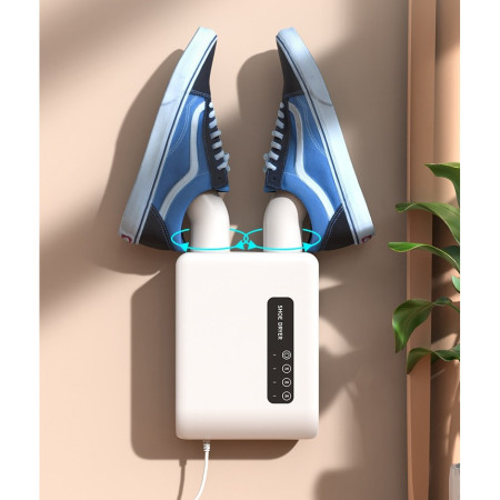 Uscator de Pantofi,  Functie de Uscare, Dezinfectie, Dezodorizare, Montaj pe Perete fara Perforare, din PVC, Silentios, Timer, Alb