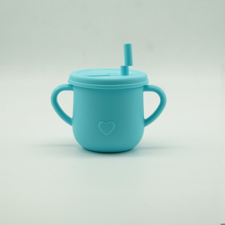 Set 5 piese diversificare bebelusi si copii din silicon Cyrax, baveta, farfurie compartimentata cu ventuza, bol cu ventuza, tacamuri, fara alergeni, albastru