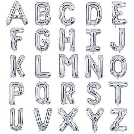 Balon Folie Metalizata Litera T, Cyrax, 80 cm, Umflati cu Heliu sau Aer, Ambalaj Individual, Pai inclus, Argintiu