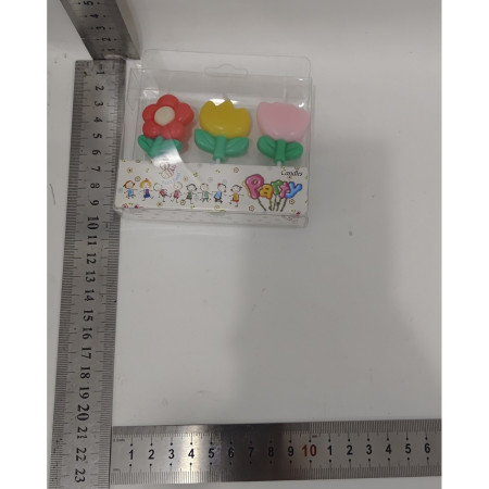 Set 3 Lumanari, Cyrax, Tema Flori, Model 3, din Parafina, Multicolor