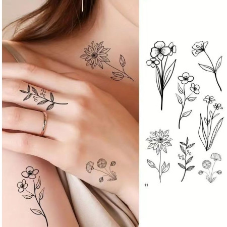 Set 30 Tatuaje Temporare, Cyrax, pe Baza de Apa, Model 1, Negru