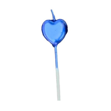 Lumanare de Tort, Cyrax, Model Inima, Party, 8.5 x 3 cm, Albastru