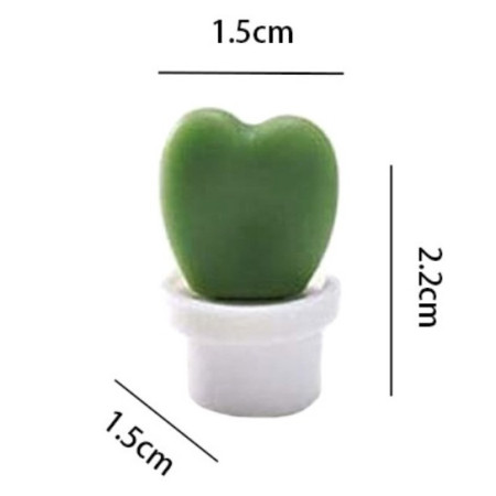 Set 6 Magneti de Frigider, Cyrax, Model Cactusi in Ghiveci, din ABS si Magnet, Verde/Alb