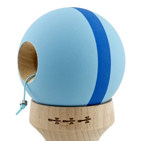 Kendama X Originala, Profesionala, Cyrax, Cupe Mari KING SIZE V3, Rubber Grip, Gaura in Baza, Rulment Metalic, din lemn 18 cm, Ata 62/65 cm, M Bleu/Albastru/Bleu