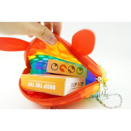 Jucarie antistres din silicon, Pop it Now and Flip It, Cyrax, Geanta, Model 3, Multicolor