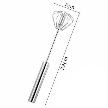 Mixer Manual, Cyrax, pentru Oua Smantana Frisca Aluat, Maner Otel Inoxidabil, Usor de Utilizat si Depozitat, 29 x 7 cm, Argintiu