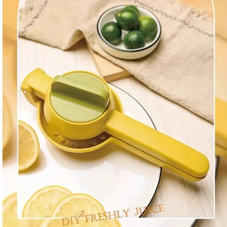 Storcator manual citrice, Cyrax, pentru lamai, portocale, cu actiune dubla, usor de utilizat, material ABS rezistent, 8x10x22 cm, Galben