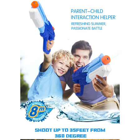 Set 2x Pistol cu Apa pentru Copii, Cyrax, 6ani+, Albastru, 1x 900 ML +  1x 300 ML