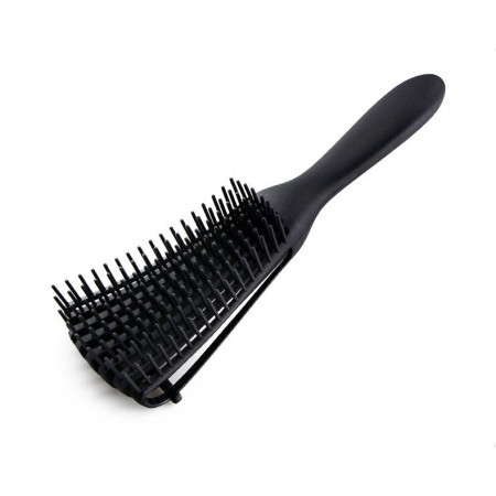 Perie Flexibila, Cyrax, pentru Descurcat Par Cret/Umed si Uscat, 8 Brate Mobile, din TPE, 24.5 x 4.5 x 2 cm, Negru