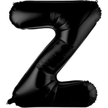 Balon Folie Metalizata Litera Z, Cyrax, 40 cm, Umflati cu Heliu sau Aer, Ambalaj Individual, Pai inclus, Negru