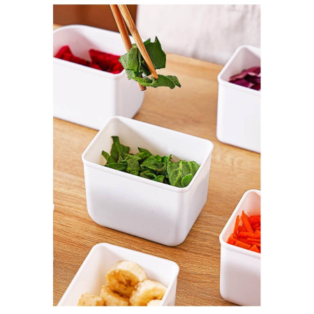 Cutie pentru Depozitare Alimente, Cyrax, 8 Compartimente cu Capac, Material PET+PP, 29 x 20 x 9 cm, Alb/Transparent