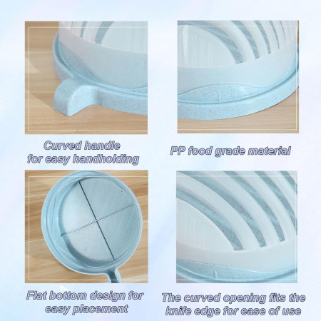 Bol Feliator pentru Salata, Cyrax, Castron Multifunctional pentru Legume si Fructe, pentru Spalat si Taiat Legumele, cu Scurgere si Tocator, Ergonomic, Protectie pentru Maini, 21x18.5x11.5 cm, Albastru