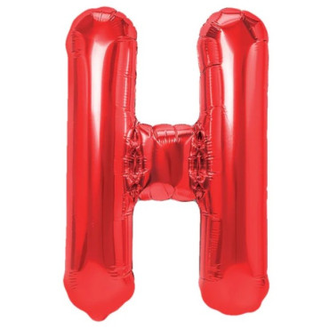 Balon Folie Metalizata Litera H, Cyrax, 40 cm, Umflati cu Heliu sau Aer, Ambalaj Individual, Pai inclus, Rosu