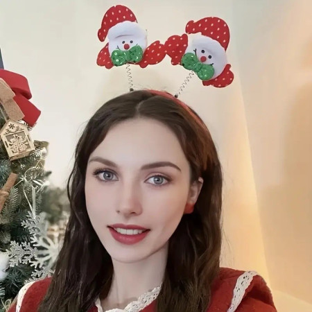 Coronita Decorativa, Cyrax, Tema Craciun, 12 x 25 cm, Model Om de Zapada, Marime Universala, Rosu/Alb