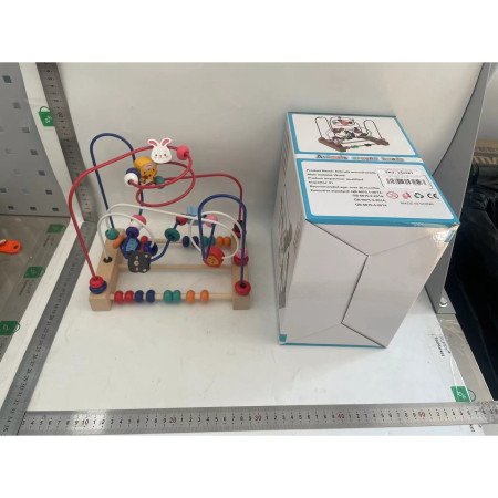 Jucarie din Lemn Montessori, Cyrax, Labirint Motricitate cu Abac si Animalute, Rollercoaster pentru Copii, Educativ, Dezvoltarea Abilitatilor Motorii, Numaratoare, 22.5x22.5x15 cm, Multicolor