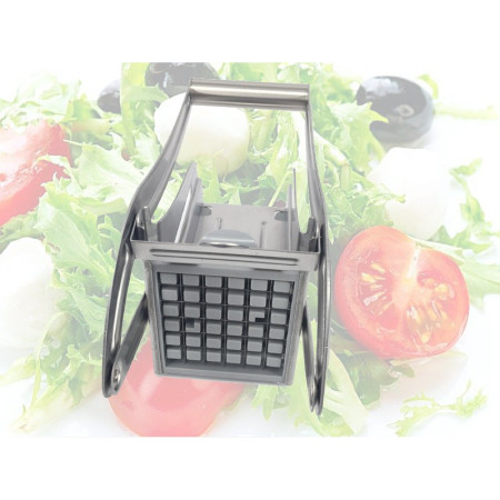 Feliator manual Cyrax, pentru cartofi pai si legume, din inox, cu 2 dimensiuni de feliere, 25.5 x 11.7 cm, argintiu