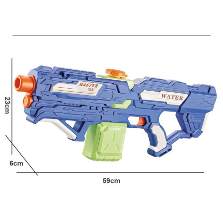 Pistol cu Apa pentru Copii, Rezervor 600ml, Cyrax, 14ani+, cu baterie 1200mAh, Electric Burst, Albastru/Verde, 800ML