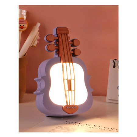 Lampa de Veghe,  cu Protectie pentru Ochi, Model Violina, Lumina Calda, Incarcare USB, ABS, 14.3x5x9.9 cm, Mov/ Portocaliu