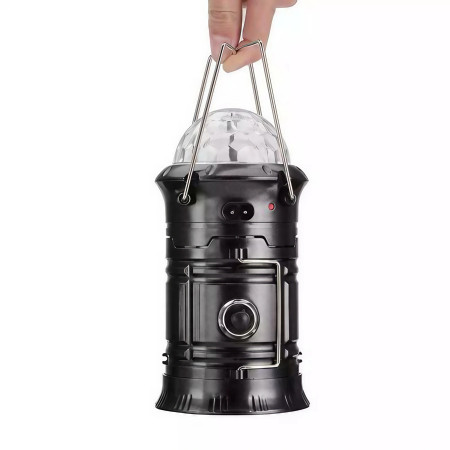 Lanternă pliabilă de camping Magic cool cu ​​lampă disc și USB  Lanterna, Felinar, 6 LED + 1 W + 3C culori, Negru