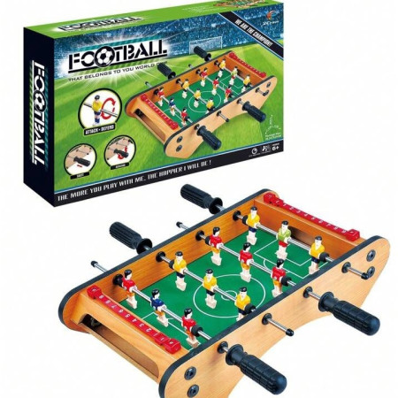 Masa de fotbal cu teren si 12 jucatori Cyrax, 4 manere, cu Tablou pentru Scor, din Metal, Lemn si ABS, 37.5 x 21 x 9.5 cm, Margini Rotunjite, pentru copii/adulti