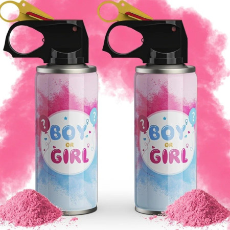 Spray Gender Reveal, Cyrax, 260 ml, din Amidon de Porumb, Dezvaluire Gen Bebelusi, Roz