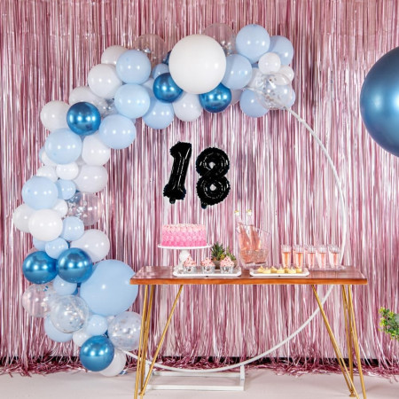 Balon din Folie Metalizata Cyrax, Figurina Cifra, Tema Aniversare 40 cm, Ambalaj Individual, Pai inclus, Umflare cu Aer sau Heliu, Negru, Cifra 8