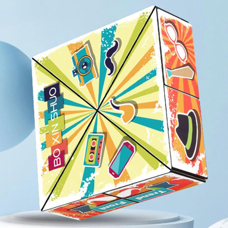 Jucarie Interactiva, Cyrax, Magic Cube, Puzzle, Diferite Forme, Anti-stress, 8 x 8 x 3  cm, Multicolor