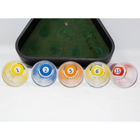 Set 10 pahare de shot Cyrax, cu Suport de Biliard, 30 ml, din sticla, 10 x 10 cm, multicolor