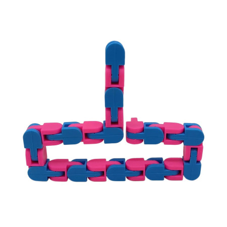 Jucarie Senzoriala Antistres, Cyrax, Fidget Toys, Puzzle de Imbinat Tip Sarpe, 24 Piese, +3 Ani, Albastru/Roz