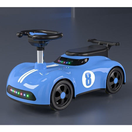 Masina pentru Copii, Cyrax, 1-3 ani, Impingere, Bluetooth, Muzica, din ABS, 4 Roti, Inaltime Sezut 22 cm, Albastru