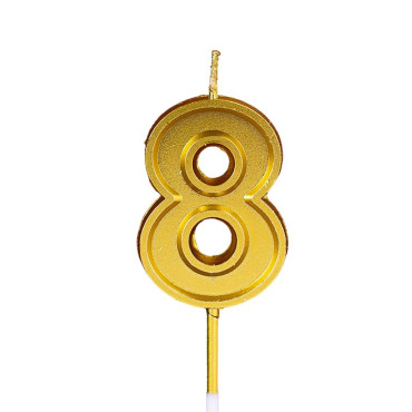 Lumanare pentru Tort Cifra 8, Cyrax, 4.8 cm, Aniversare, Aurie