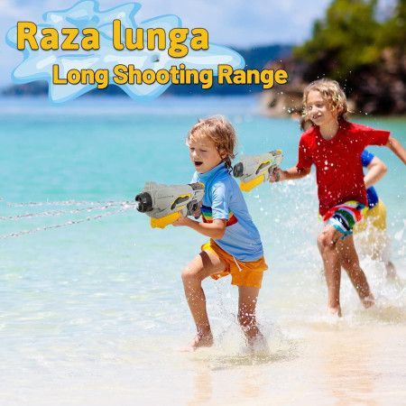 Pistol cu Apa de Inalta Presiune pentru Copii, Cyrax, Jucarie Pistol cu Apa, Capacitate 1.5 L, 43 x 20 x 4 cm, Petrecerile de Vara, 4-12 Ani, Negru Gri