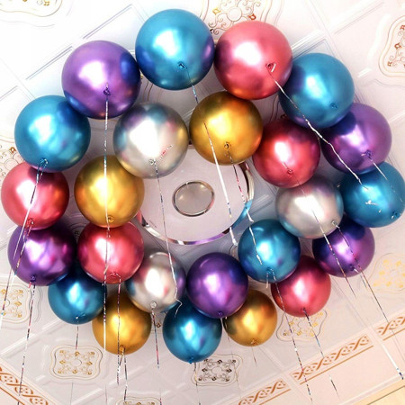 Set 50 Baloane din Latex Chrome, Cyrax, Model Party, 23 cm, Multicolor, 2.2 g