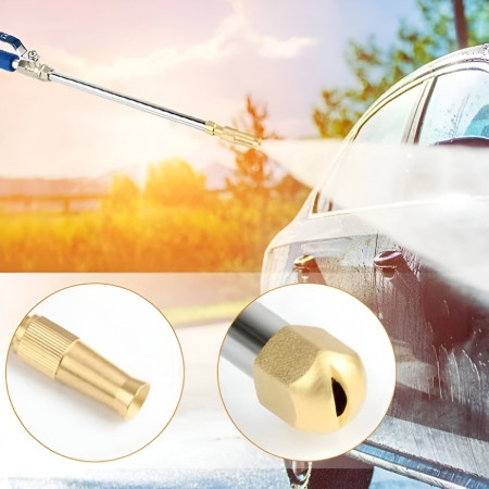 Set Accesoriu cu Presiune Reglabila, Cyrax, pentru Furtun, cu Duze si Conector, Pulverizator de Apa, Tija de Stropit, 46.5 cm Lungime, Albastru