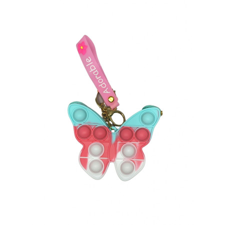 Jucarie antistres din silicon, Cyrax, Pop It Now and Flip It, Portofel fluturas, Bleu/Alb