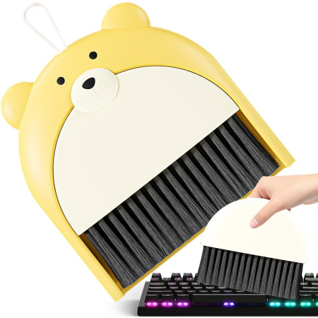 Set Matura si Faras,  Pentru Birou, din PP, Model Ursulet, 23.5 x 18 cm, Galben