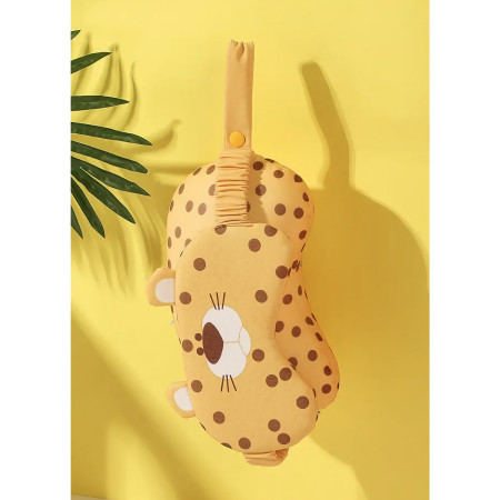 Masca de dormit, Cyrax, 2 in 1, cu Tetiera, din Particule de Spuma si Bumbac, Model Leopard ,Portocaliu