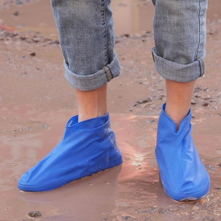 Husa Incaltaminte,  Impermeabila, Antiderapanta, din Latex, 13 x 13 x 2 cm, Marime M 34-40 cm, Albastru
