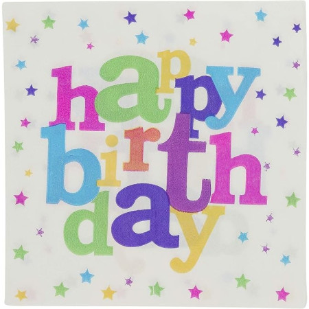 Set 10 Servetele de Masa, Cyrax, Colectia Happy Birthday, 32 x 32 cm, din Hartie, Multicolor
