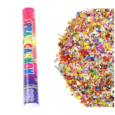 Tub de Confetii, Cyrax, Clasic, 80x5 cm, Confetii Asortate din Plastic, Eliberare prin Rasucire, Multicolor