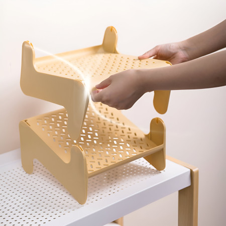 Suport pentru Pantofi,  cu Doua Straturi, Organizator, Antiderapant și Durabil, 26x24.8x16 cm, Maro