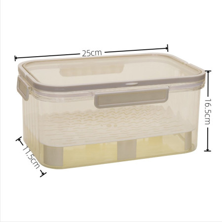 Cutie de Depozitare Portabila, Cyrax, cu Separator pentru Gheata si Scurgere, Mentine Rece, Caserola Pranz, 25x16.5x11.5 cm, Gri/Transparent